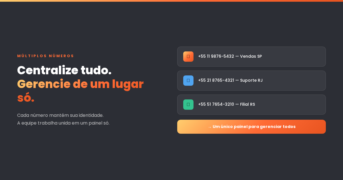 Múltiplos números de WhatsApp em uma única plataforma
