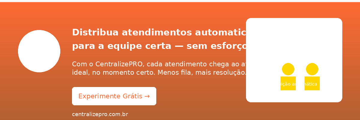 Distribua atendimentos automaticamente para a equipe certa com o CentralizePRO.