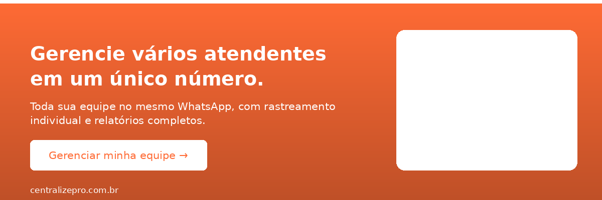 Gerencie múltiplos atendentes em um único número de WhatsApp com o CentralizePRO.