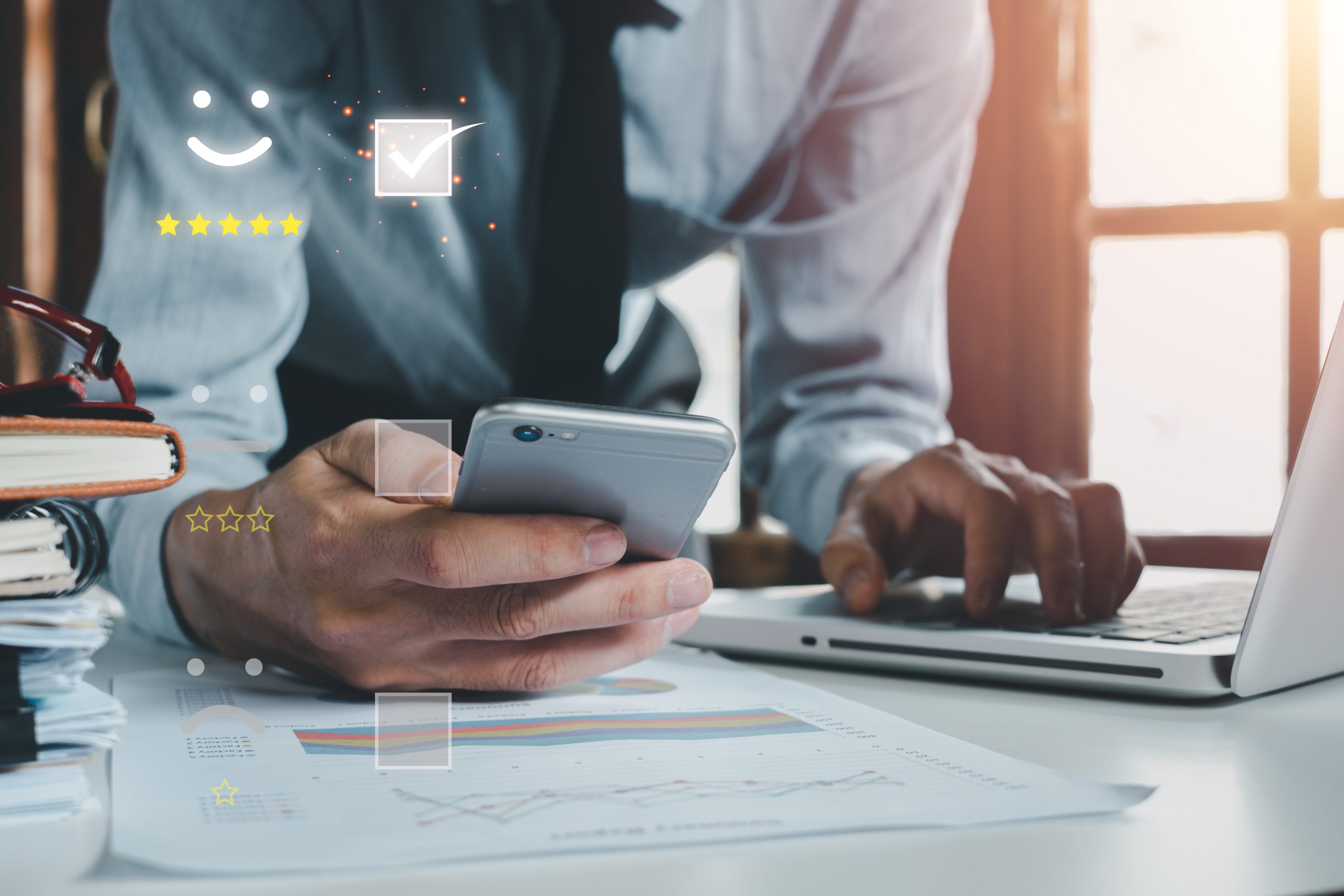 Indicadores de atendimento no WhatsApp com avaliação de satisfação do cliente